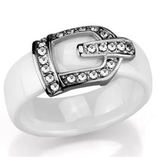 Load image into Gallery viewer, 3W955 - High polished (no plating) Stainless Steel Ring with Ceramic  in White