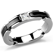 Load image into Gallery viewer, 3W962 - High polished (no plating) Stainless Steel Ring with Ceramic  in Jet