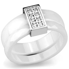 Load image into Gallery viewer, 3W979 - High polished (no plating) Stainless Steel Ring with Ceramic  in White