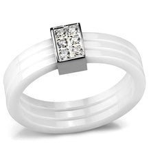 Load image into Gallery viewer, 3W981 - High polished (no plating) Stainless Steel Ring with Ceramic  in White