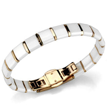 Load image into Gallery viewer, 3W987 - IP Rose Gold(Ion Plating) Stainless Steel Bracelet with Ceramic  in White