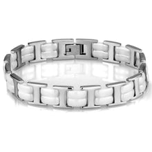 Load image into Gallery viewer, 3W997 - High polished (no plating) Stainless Steel Bracelet with Ceramic  in White