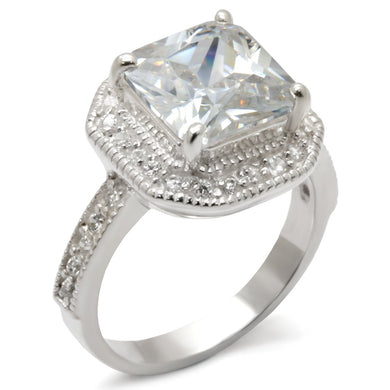 413407 - High-Polished 925 Sterling Silver Ring with AAA Grade CZ  in Clear