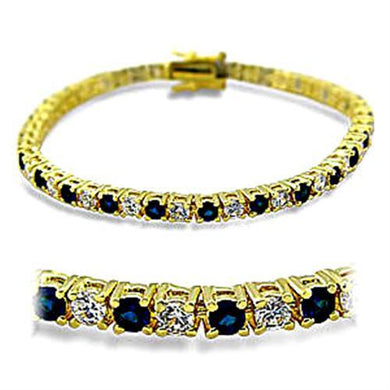 415903 - Gold Brass Bracelet with Synthetic Spinel in Sapphire