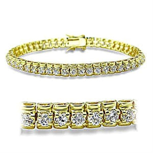 415906 - Gold Brass Bracelet with AAA Grade CZ  in Clear