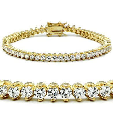 47104 - Gold Brass Bracelet with AAA Grade CZ  in Clear