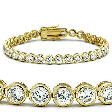 47202 - Gold Brass Bracelet with AAA Grade CZ  in Clear
