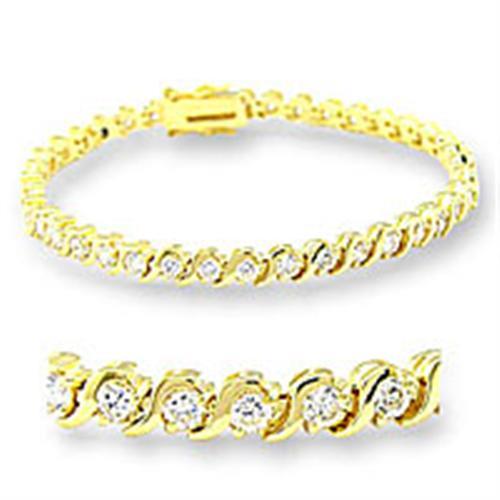 47204 - Gold Brass Bracelet with AAA Grade CZ  in Clear