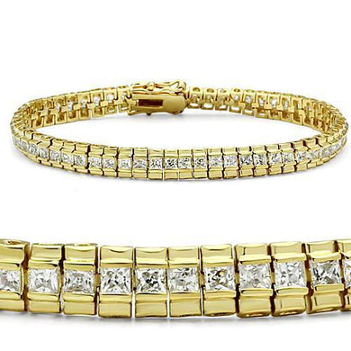47303 - Gold Brass Bracelet with AAA Grade CZ  in Clear