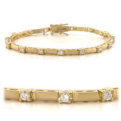 47404 - Gold Brass Bracelet with AAA Grade CZ  in Clear