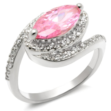 49509 - High-Polished 925 Sterling Silver Ring with AAA Grade CZ  in Rose