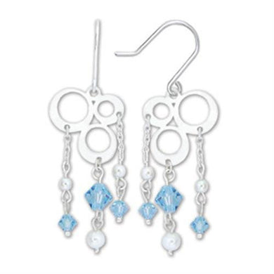 53903 - High-Polished 925 Sterling Silver Earrings with Synthetic Spinel in Sea Blue