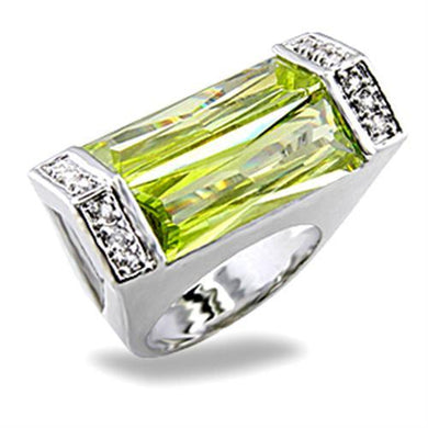 5X006 - Rhodium Brass Ring with Synthetic Spinel in Peridot