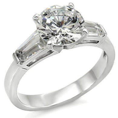 61110 - High-Polished 925 Sterling Silver Ring with AAA Grade CZ  in Clear