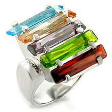 Load image into Gallery viewer, Una Cocktail Ring - Rhodium Brass, AAA CZ , Multi Color - 6X007