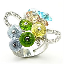 Load image into Gallery viewer, Alishba Cocktail Ring - Rhodium Brass, AAA CZ , Multi Color - 6X029
