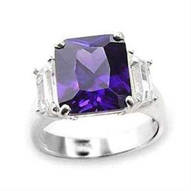 6X057 - High-Polished 925 Sterling Silver Ring with AAA Grade CZ  in Amethyst