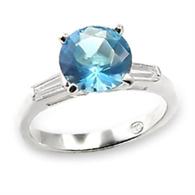 6X065 - High-Polished 925 Sterling Silver Ring with Synthetic Spinel in Sea Blue