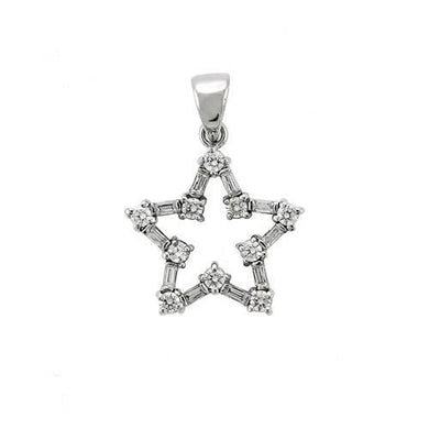 6X081 - High-Polished 925 Sterling Silver Pendant with AAA Grade CZ  in Clear