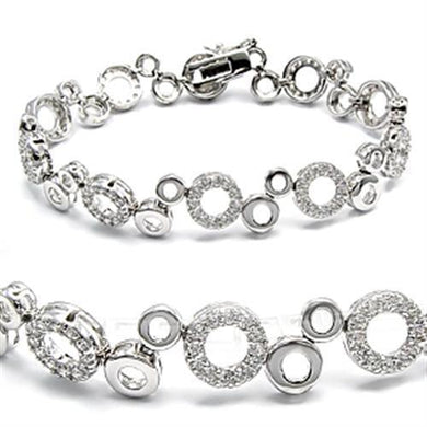 6X104 - High-Polished 925 Sterling Silver Bracelet with AAA Grade CZ  in Clear