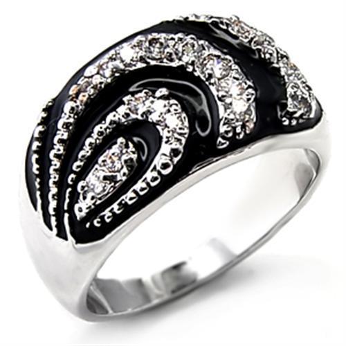 6X226 - Rhodium Brass Ring with AAA Grade CZ  in Clear