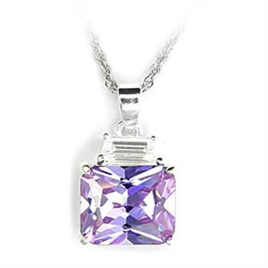 6X306 - High-Polished 925 Sterling Silver Pendant with AAA Grade CZ  in Light Amethyst