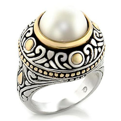 7X137 - Reverse Two-Tone Brass Ring with Synthetic  in White