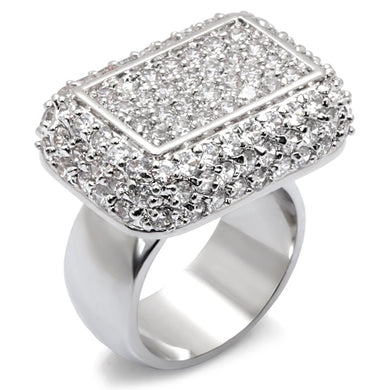 7X196 - Rhodium 925 Sterling Silver Ring with AAA Grade CZ  in Clear