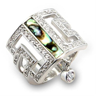 7X240 - Rhodium 925 Sterling Silver Ring with Precious Stone Conch in Montana