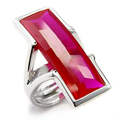 7X248 - Rhodium 925 Sterling Silver Ring with Synthetic Garnet in Ruby
