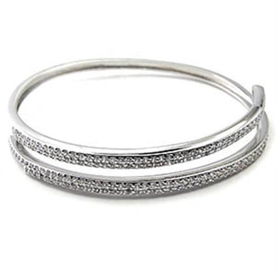7X352 Rhodium Brass Bangle with AAA Grade CZ in Clear