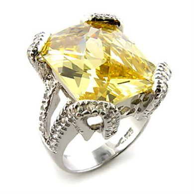 7X364 - Rhodium 925 Sterling Silver Ring with AAA Grade CZ  in Citrine Yellow