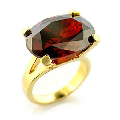 8X102 - Gold Brass Ring with AAA Grade CZ  in Garnet
