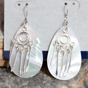 LOAS1376 - Rhodium Plating Sterling Silver 925 Earrings with Natural Shell