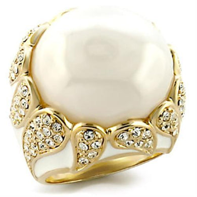 9W183 - Gold Brass Ring with Milky CZ  in White