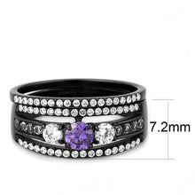 Load image into Gallery viewer, DA001 - IP Black(Ion Plating) Stainless Steel Ring with AAA Grade CZ  in Amethyst