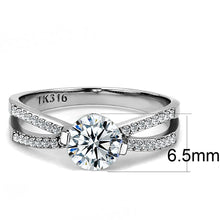 Load image into Gallery viewer, DA002 - High polished (no plating) Stainless Steel Ring with AAA Grade CZ  in Clear