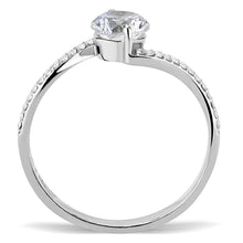 Load image into Gallery viewer, DA006 - High polished (no plating) Stainless Steel Ring with AAA Grade CZ  in Clear