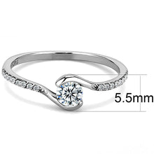 Load image into Gallery viewer, DA007 - High polished (no plating) Stainless Steel Ring with AAA Grade CZ  in Clear