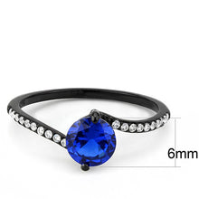 Load image into Gallery viewer, DA012 - IP Black(Ion Plating) Stainless Steel Ring with Synthetic Spinel in London Blue