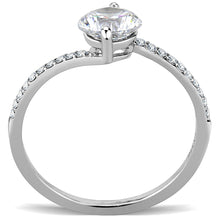 Load image into Gallery viewer, DA013 - High polished (no plating) Stainless Steel Ring with AAA Grade CZ  in Clear