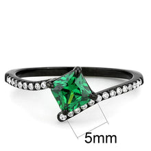 Load image into Gallery viewer, DA017 - IP Black(Ion Plating) Stainless Steel Ring with AAA Grade CZ  in Emerald