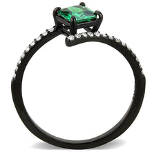 Load image into Gallery viewer, DA017 - IP Black(Ion Plating) Stainless Steel Ring with AAA Grade CZ  in Emerald