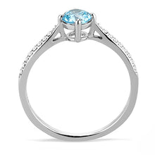 Load image into Gallery viewer, DA019 - High polished (no plating) Stainless Steel Ring with AAA Grade CZ  in Sea Blue