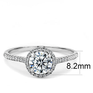 DA022 - High polished (no plating) Stainless Steel Ring with AAA Grade CZ  in Clear