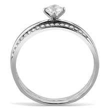 Load image into Gallery viewer, DA026 - High polished (no plating) Stainless Steel Ring with AAA Grade CZ  in Clear