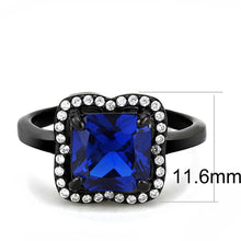 Load image into Gallery viewer, DA027 - IP Black(Ion Plating) Stainless Steel Ring with Synthetic Spinel in London Blue