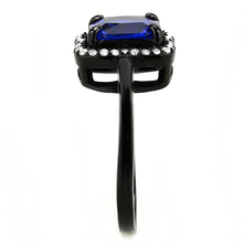 Load image into Gallery viewer, DA027 - IP Black(Ion Plating) Stainless Steel Ring with Synthetic Spinel in London Blue