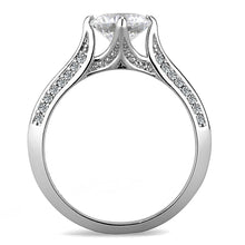 Load image into Gallery viewer, DA036 - High polished (no plating) Stainless Steel Ring with AAA Grade CZ  in Clear