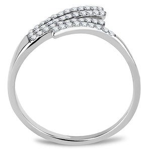 DA043 - High polished (no plating) Stainless Steel Ring with AAA Grade CZ  in Clear